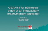 GEANT4 for dosimetric study of an intracavitary brachytherapy applicator Emily Poon Frank Verhaegen March 6, 2006 McGill University Montreal, Canada.