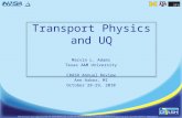 Transport Physics and UQ Marvin L. Adams Texas A&M University CRASH Annual Review Ann Arbor, MI October 28-29, 2010.