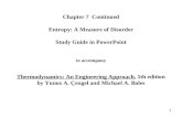 1 Chapter 7 Continued Entropy: A Measure of Disorder Study Guide in PowerPoint to accompany Thermodynamics: An Engineering Approach, 5th edition by Yunus.