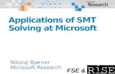 Nikolaj Bjørner Microsoft Research FSE &. Using Decision Engines for Software @ Microsoft. Dynamic Symbolic Execution Bit-precise Scalable Static Analysis.