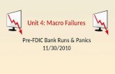 Unit 4: Macro Failures Pre-FDIC Bank Runs & Panics 11/30/2010.
