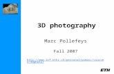 3D photography Marc Pollefeys Fall 2007