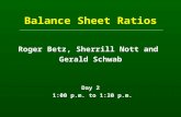 Balance Sheet Ratios Roger Betz, Sherrill Nott and Gerald Schwab Day 2 1:00 p.m. to 1:30 p.m.