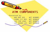 ATM COMPONENTS Presented by: ANG BEE KEEWET 020005 CHONG SIT MEIWET 020024 LAI YIN LENGWET 020056 LEE SEANG LEIWET 020060.
