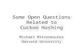 Some Open Questions Related to Cuckoo Hashing Michael Mitzenmacher Harvard University.