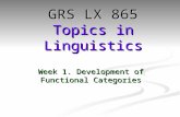Week 1. Development of Functional Categories GRS LX 865 Topics in Linguistics.