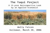 The Yaqui Project A 15-year Retrospective Look by an Applied Economist Wally Falcon Asilomar, March 28, 2006.