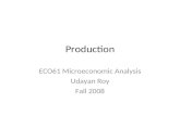 Production ECO61 Microeconomic Analysis Udayan Roy Fall 2008.