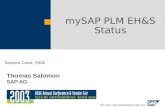 Thomas Salomon SAP AG Session Code: 3502 mySAP PLM EH&S Status.