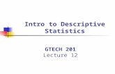 GTECH 201 Lecture 12 Intro to Descriptive Statistics.
