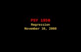 PSY 1950 Regression November 10, 2008. Definition Simple linear regression –Models the linear relationship between one predictor variable and one outcome.