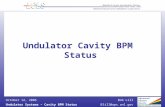 Bob Lill Undulator Systems – Cavity BPM StatusBlill@aps.anl.gov October 12, 2006 Undulator Cavity BPM Status.