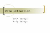 Data Extraction cDNA arrays Affy arrays. Stanford microarray database.