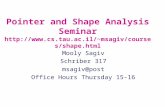 Pointer and Shape Analysis Seminar msagiv/courses/shape.html Mooly Sagiv Schriber 317 msagiv@post Office Hours Thursday 15-16.