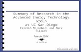 Summary of Research in the Advanced Energy Technology Group at UC San Diego Farrokh Najmabadi and Mark Tillack March 2004 .