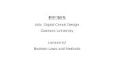 EE365 Adv. Digital Circuit Design Clarkson University Lecture #2 Boolean Laws and Methods.