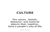Sociology, Tenth Edition CULTURE The values, beliefs, behavior, and material objects that, together, form a people’s way of life.