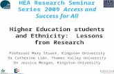 HEA Research Seminar Series 2009 Access and Success for All Higher Education students and Ethnicity: Lessons from Research Professor Mary Stuart, Kingston.