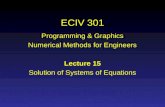 ECIV 301 Programming & Graphics Numerical Methods for Engineers Lecture 15 Solution of Systems of Equations.