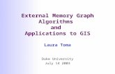External Memory Graph Algorithms and Applications to GIS Laura Toma Duke University July 14 2003.
