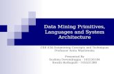 Data Mining Primitives, Languages and System Architecture CSE 634-Datamining Concepts and Techniques Professor Anita Wasilewska Presented By Sushma Devendrappa.