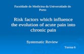 Faculdade de Medicina da Universidade do Porto Risk factors which influence the evolution of acute pain into chronic pain Systematic Review Turma 6.