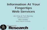 1 Information At Your Fingertips Web Services Jim Gray & Tom Barclay Microsoft Research Alex Szalay Johns Hopkins University.
