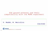 1 ESA ground antennas and their compatibility with the MORE experiment R. Maddè, M. Mercolino ESA/ESOC.