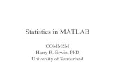 Statistics in MATLAB COMM2M Harry R. Erwin, PhD University of Sunderland.