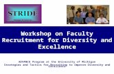 Workshop on Faculty Recruitment for Diversity and Excellence ADVANCE Program at the University of Michigan Strategies and Tactics for Recruiting to Improve.