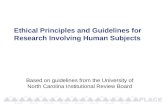 Ethical Principles and Guidelines for Research Involving Human Subjects Based on guidelines from the University of North Carolina Institutional Review.