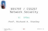 EE579T/6 #1 Spring 2002 © 2000-2002, Richard A. Stanley WPI EE579T / CS525T Network Security 6: IPSec Prof. Richard A. Stanley.