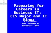 Preparing for Careers in Business-IT: CIS Major and IT Minor CIS Presents Prof. Jennifer Xu November 6, 2007.
