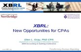 1 XBRL: New Opportunities for CPAs Glen L. Gray, PhD CPA Department of Accounting & Information Systems 2009 Accounting & Auditing Conference.