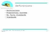 © Copyright 1997, The University of New Mexico 2-1 Definitions Architecture Proprietary Systems De facto Standards Standards.