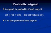 Periodic signal A signal is periodic if and only if A signal is periodic if and only if s(t + T) = s(t) for all values of t s(t + T) = s(t) for all values.