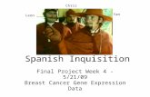 Spanish Inquisition Final Project Week 4 - 5/21/09 Breast Cancer Gene Expression Data Leon Kay, Yan Tran, Chris Thomas Chris Yan Leon.