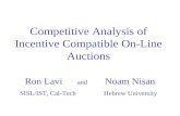 Competitive Analysis of Incentive Compatible On-Line Auctions Ron Lavi and Noam Nisan SISL/IST, Cal-Tech Hebrew University.