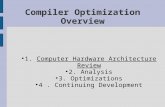 Compiler Optimization Overview 1. Computer Hardware Architecture Review 2. Analysis 3. Optimizations 4. Continuing Development.