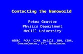 P. Grutter Contacting the Nanoworld Peter Grutter Physics Department McGill University NSERC, FCAR, CIAR, McGill, IBM, CIHR, GenomeQuebec, CFI, NanoQuebec.