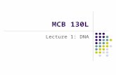 MCB 130L Lecture 1: DNA. Central Dogma of Molecular Biology Proposed by Francis Crick, 1958.