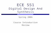 ECE 551 Digital Design And Synthesis Spring 2006 Course Introduction Review.
