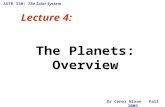 ASTR 330: The Solar System Lecture 4: The Planets: Overview Dr Conor Nixon Fall 2006.