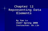Chapter 12 Representing Data Elements By Yue Lu CS257 Spring 2008 Instructor: Dr.Lin.
