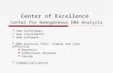 Center of Excellence Center for Homogeneous DNA Analysis  new techniques  new instruments  new software  DNA analysis fast, simple and cost effective.