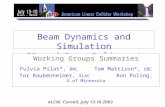 1 Beam Dynamics and Simulation IR and Beam Delivery* Working Groups Summaries Fulvia Pilat*, BNL Tom Mattison*, UBC Tor Raubenheimer, SLAC Ron Poling,