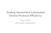 Testing Networked Connected Device Protocol Efficiency Peter Shier Microsoft Corporation.