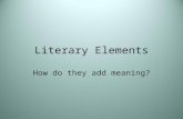 Literary Elements How do they add meaning?. Think of a math equation! Tone + mood + figurative language = theme When literary elements are added together.