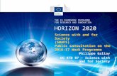 Science with and for Society (SWAFS) Public Consultation on the 2016-17 Work Programme Philippe Galiay DG RTD B7 – Science with and for Society HORIZON.