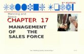 17-1 9 TH EDITION CHAPTER 17 MANAGEMENT OF THE SALES FORCE Manning and Reece.